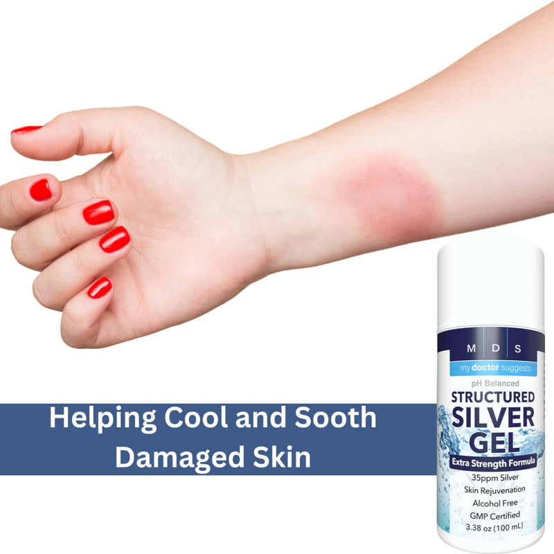 Structured Colloidal Silver Gel Extra Strength - Topical Cooling - pH Balanced 35ppm Structured Silver Provides Soothing Relief of Burns & Skin Irritations 1