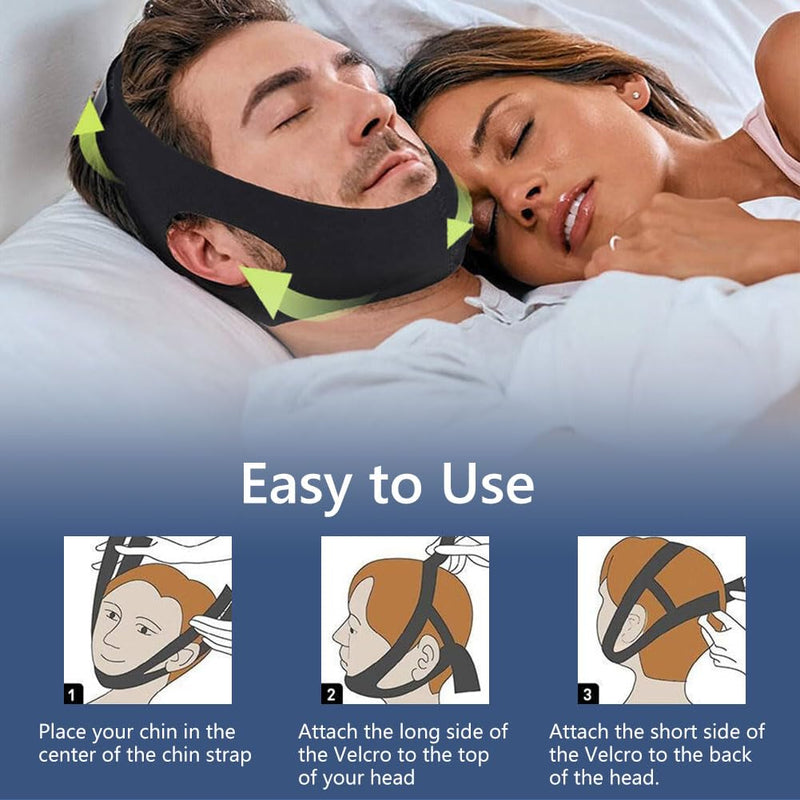 Chin Strap for Sleeping Comfortable Anti Snoring Devices Stop Snoring Solution Adjustable Anti Snoring Chin Strap for Men/Women Snore Stopper Breathable and Reusable
