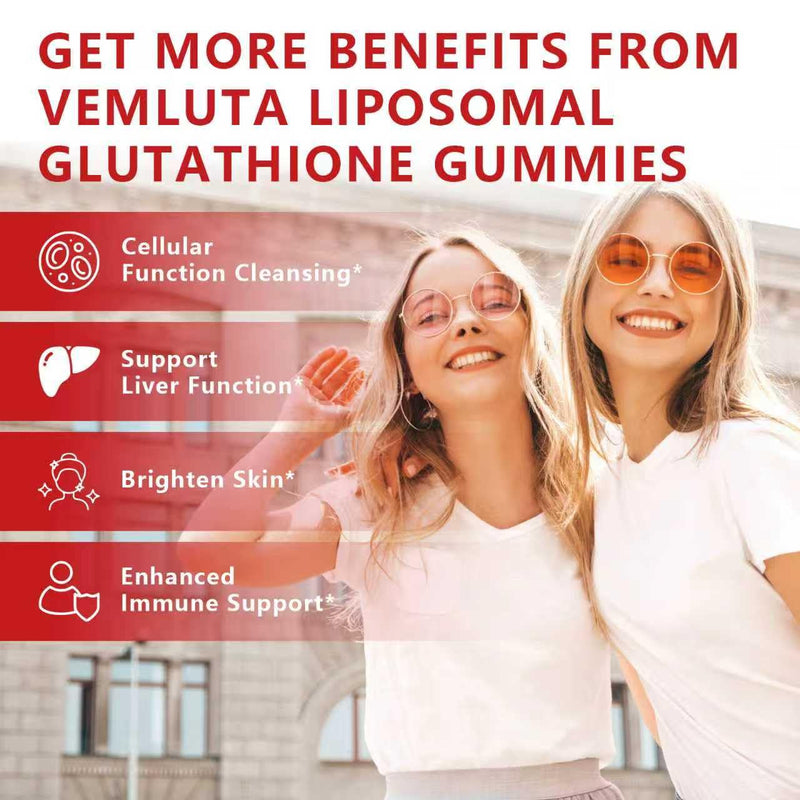 2 Packs 2500MG Liposomal Glutathione Gummies, 2X Absorption Liposomal Glutathione for Women-Complex L-Cysteine, Antioxidant, Skin & Liver Support, Strawberry Flavor, 120 Count 60 Count (Pack of 2)