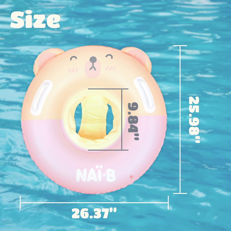 NAI-B Toddler Float Tube, Inflatable Swimming Pool Ring with Seat, Blow up Swim Training Aid Float Ring for 2-5 Year Old Boys Girls Toddler Kids Pink - BeesActive Australia