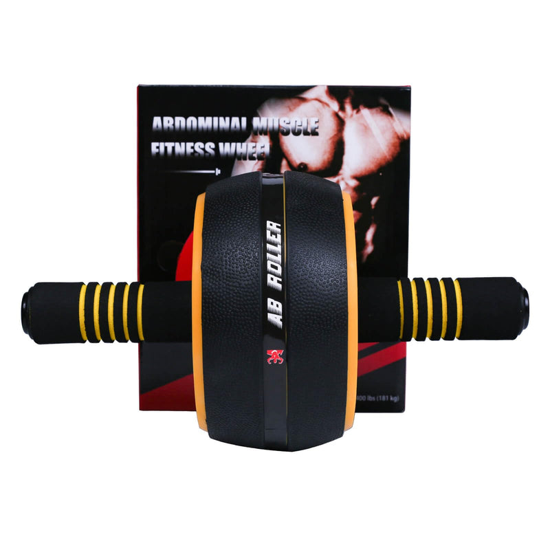 AB Wheel Roller, Exercise Abdominal Fitness Wheel, Work-out Strength-Training Roller, 12"W Yellow