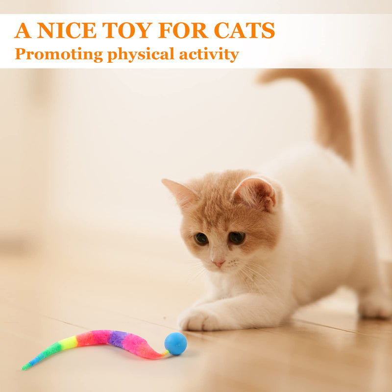 SHENGSEN Mixed Bouncy Ball with Tail Cat Toys-5 Packs,Rainbow Magic Worm with Ball Toy for Cats,Colorful Fuzzy Worm Bouncy Balls Cat Toy Mixes bouncy balls - BeesActive Australia