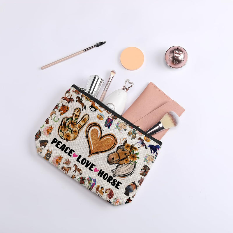 Horse Gifts for Girls Horse Makeup Bag Cowgirl Equestrian Travel Toiletry Makeup Organizer Zipper Pouch Horseshoe Horse Gifts for Girls - BeesActive Australia