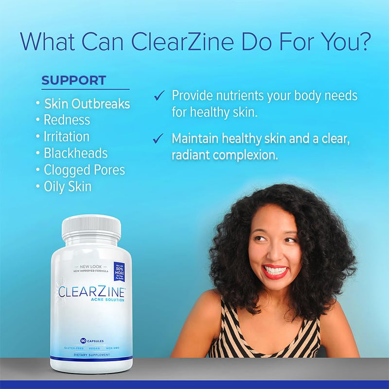 (2 Bottles) Acne Pills, Clear Skin Supplement for Teens & Adults | Vegan Friendly, All-Natural, Gluten Free Formula for Skin Clarity & Blemish Support, 90 Caps Each