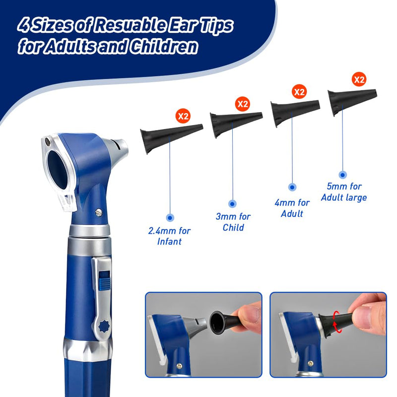 Scian Otoscope - Ear Scope with Light, Ear Infection Detector and Pocket Ear Checker Kit with 3X Magnify Lens, Suitable for Kids, Adults, Doctors, Pets(Blue) Blue - BeesActive Australia
