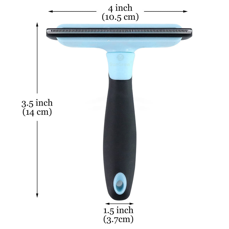 SunGrow Dog and Cat Deshedding Brush, Minimizes Shedding, Enhances Coat Health, Gentle on Skin, Suitable for Rabbits & Ferrets, 4" Steel Blade Blue ( 4” Blade ) - BeesActive Australia