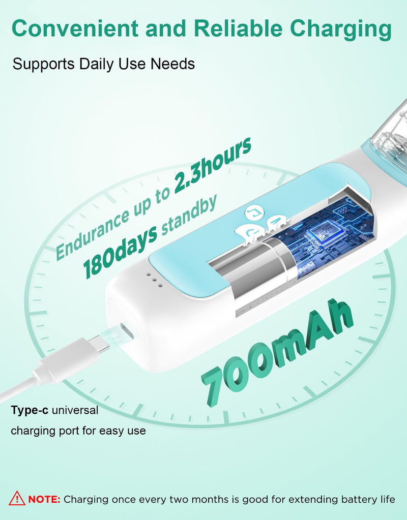 Koalababy Large Flow Electric Nasal Aspirator for Baby, Safe Baby Nose Sucker, Nose Cleaner for Toddlers, 3 Suction Levels, Music & Light Soothing Function, Blue