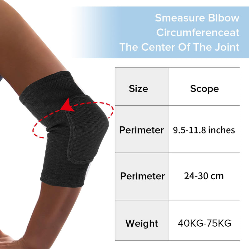 Arm Brace Pads Elbow Protector Strap Pair, Breathable Anti-Collision Sponge Tendonitis Fitness Volleyball Basketball Tennis Golfers Knee Support Band for Kids Men Women Elderly Black(40-75kg)