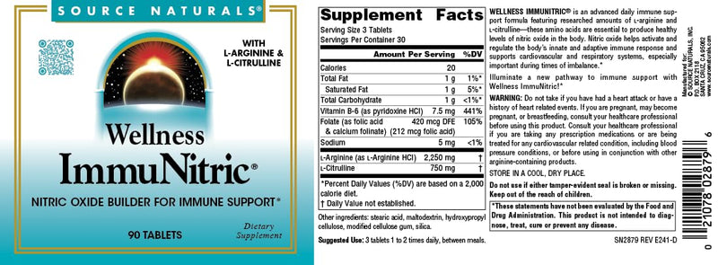 Source Naturals Wellness Immunitric, 90 Tablets | with L-ARGININE & L-CITRULLINE | Nitric Oxide Builder For Immune System Support*