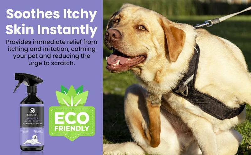 EcoValley Anti-Itch Wound Spray for Dogs – Soothing Relief for Irritated Skin & Fast Healing, Promotes a Healthy Coat, 500ml 500ml (Pack of 1)