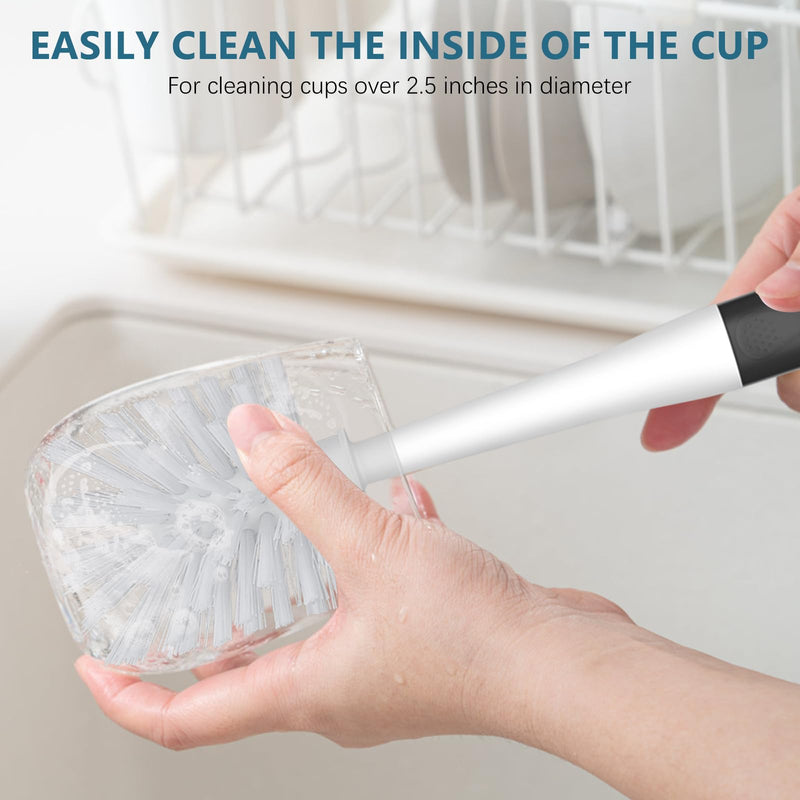 SetSail Dish Brush Set of 3 with Bottle Brush, Dish Scrub Brush with Long Handle Deep Cleaning Handle Brush with Scraper Tip for Kitchen Sink Dishes Bottle Cup Pot and Pans Tile Lines, Black - BeesActive Australia