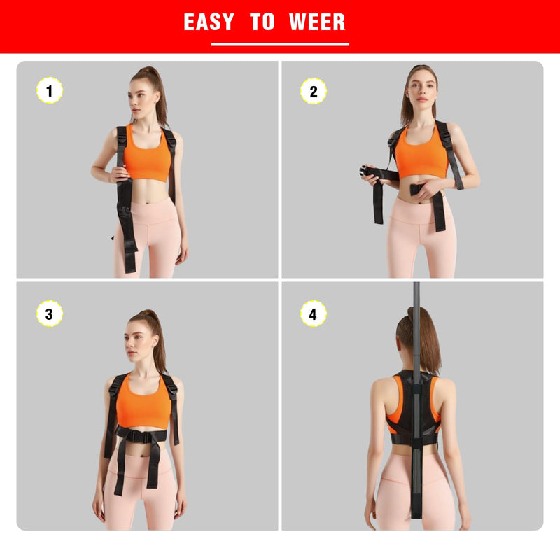 Fitness Posture Correction Stick with Adjustable Harness Gym Girl Essentials Workout Sets for Women Alignment Rod for Squats, Deadlifts, Hip Hinge, Kettle Balls for Women