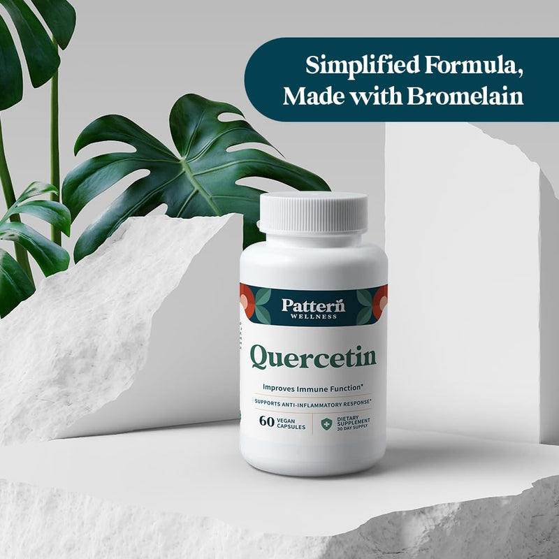 Pattern Wellness Quercetin Supplement – 120 Vegan Capsules | Bromelain – Immune Function & Cellular Health Support – Antioxidant & Whole Body Wellness 60 Count (Pack of 2)