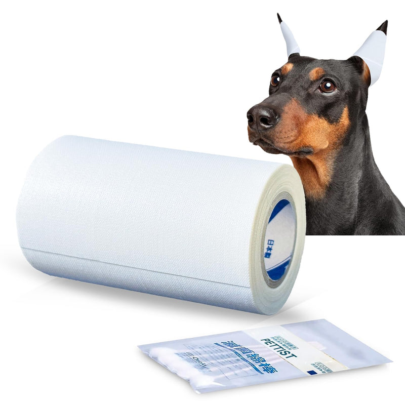 Ear Tape for Dogs 1 Pack with Dog Ear Cleaner Cotton Swabs, Self Adhesive Cotton Tape for Dog Ear Protection and Support, Ear Care Set for Dogs (3.0 inch (75 mm)) 3.0 inch (75 mm)