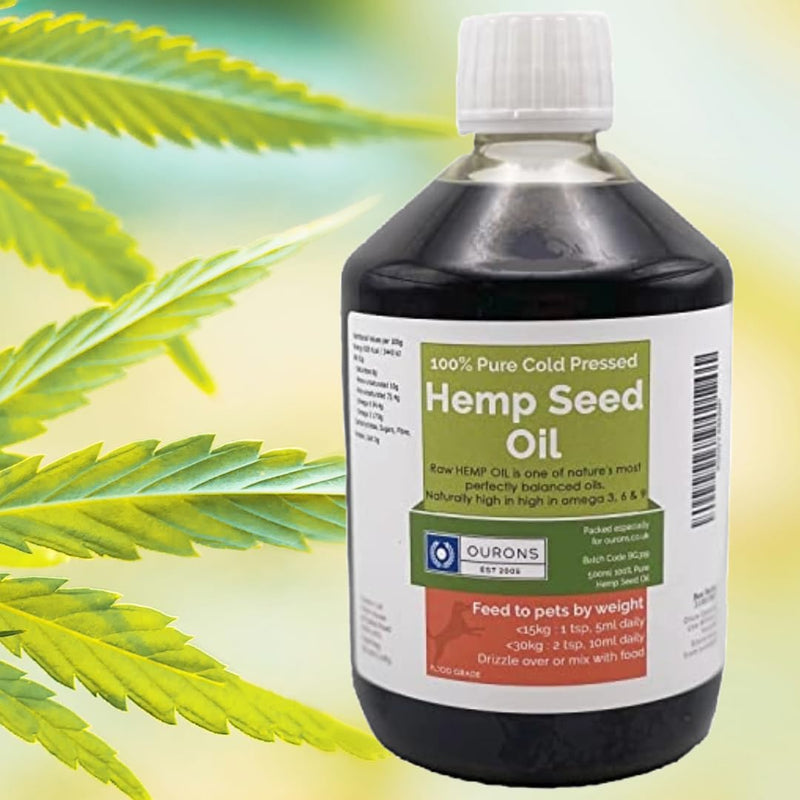 Hemp Oil for Dogs 500ml - Cold Pressed Food Grade 500 ml (Pack of 1)