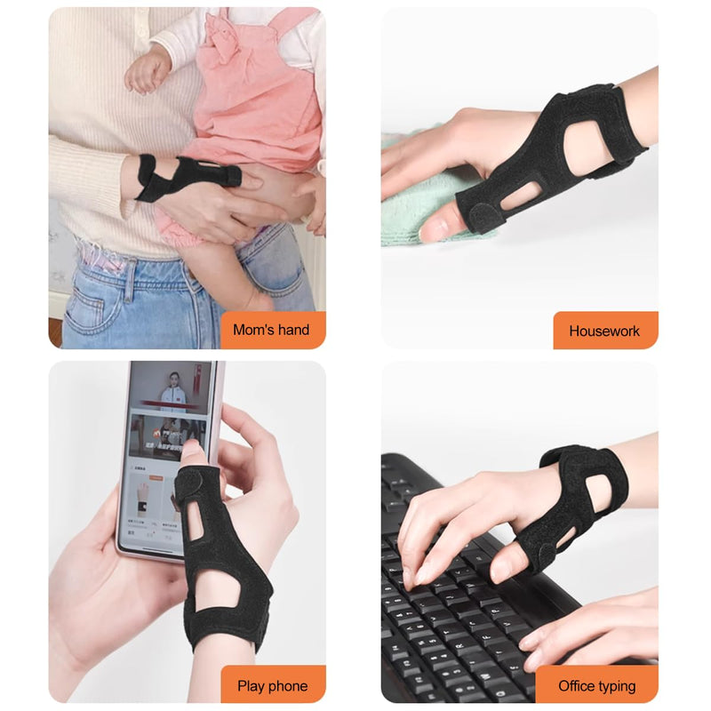 Thumb Spica Splint Brace - 2 Pack Trigger Finger Splint Wrist Support for CMC, De Quervain’s Tendonitis, Pain Relief, Arthritis, Tendonitis, Thumb Stabilizer Adjustable Fit Right or Left Hand Black - BeesActive Australia