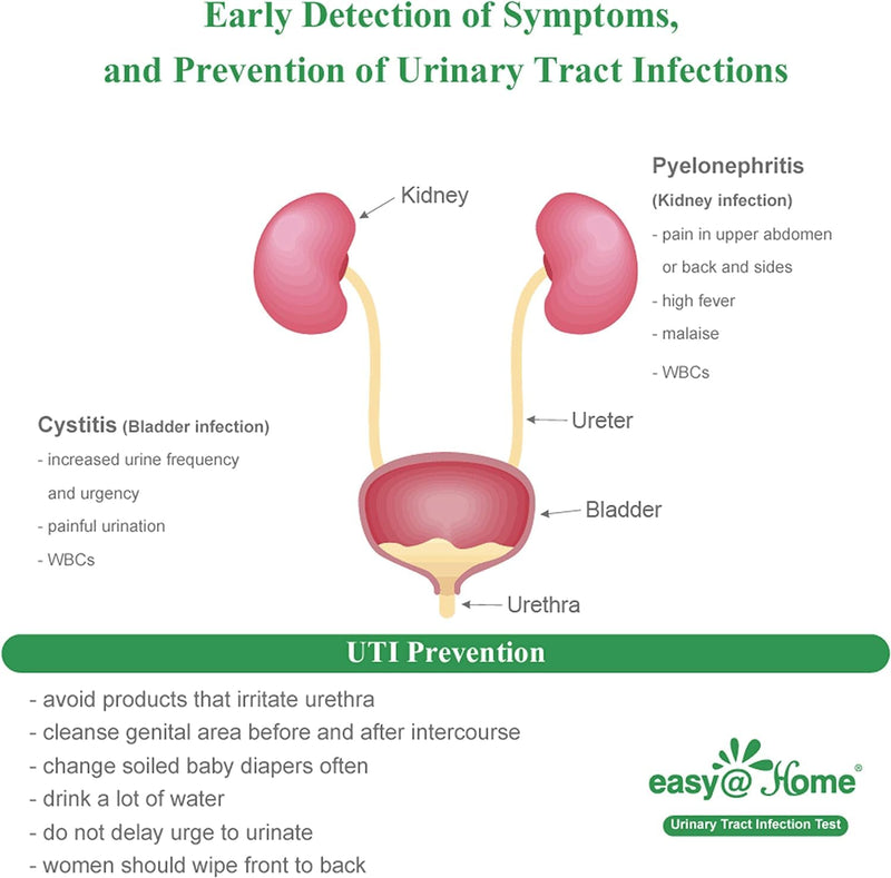 Easy@Home 10 Individual Pouch Urinary Tract Infection FSA Eligible Test Strips, UTI Urine Testing Kit for Urinalysis and Detection of Leukocytes and Nitrites- (UTI-10P) 10 Count (Pack of 1)