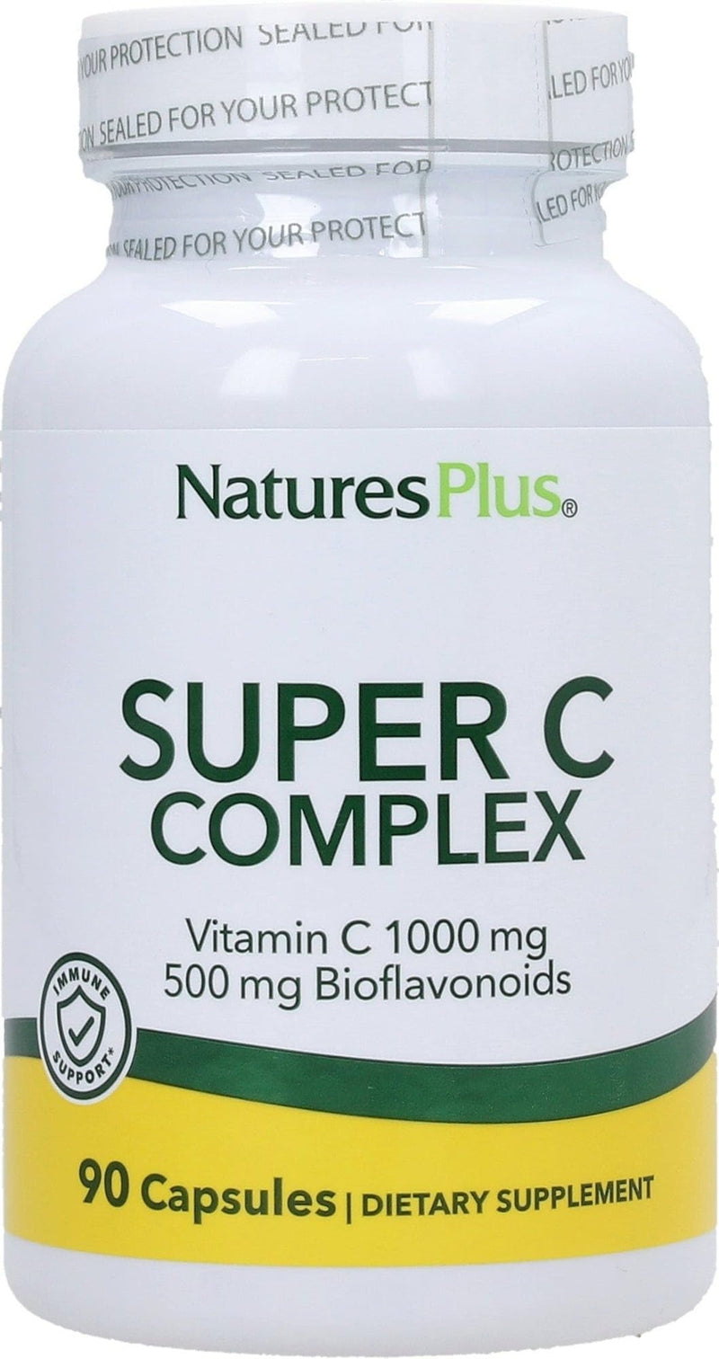 NaturesPlus Super C Complex - 90 Capsules - 1000 mg Vitamin C + 500 mg Bioflavonoids - Vegetarian, Gluten Free - 45 Servings 90 Count (Pack of 1)