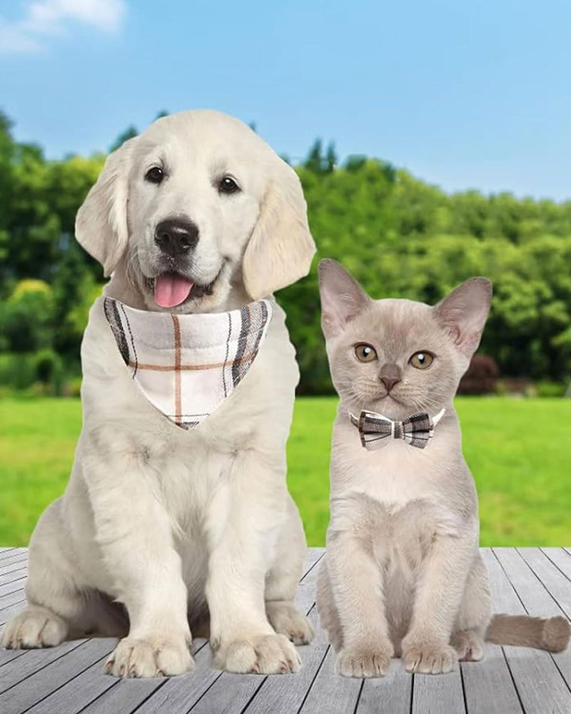 UYRVAPE 2pcs cat collars with bells, removable bow tie bandana, kitten collar, cat bandana, dog bow tie, cat collar with bell and bow tie, checked cat collars with bow - BeesActive Australia