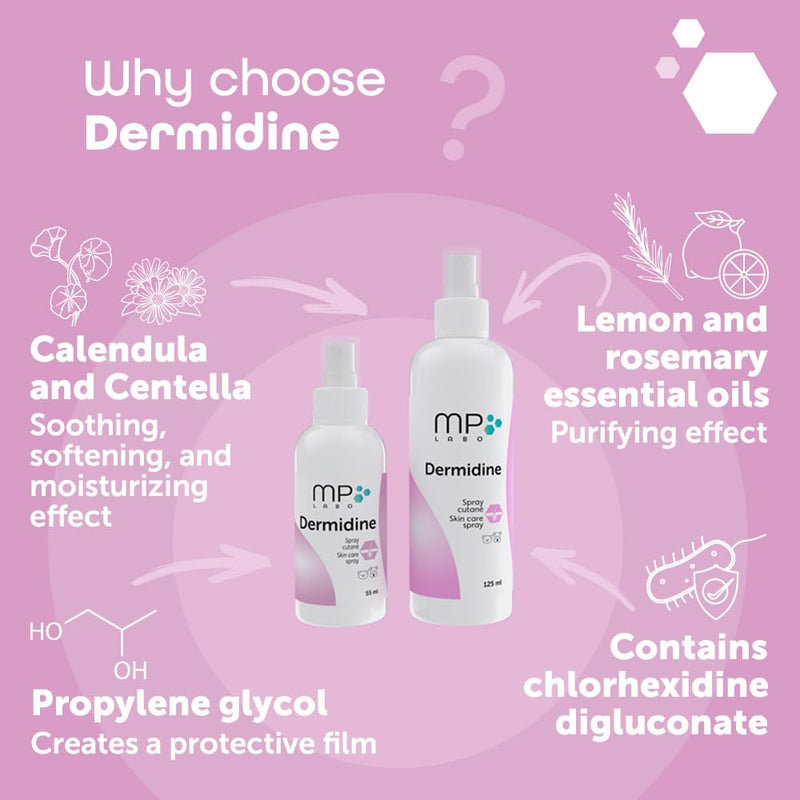 Dermidine antiseptique pour chien et chat - Spray de 60 ml