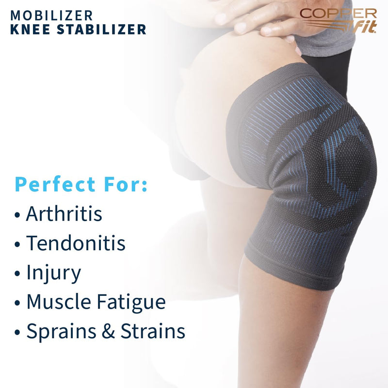 Copper Fit Mobilizer Knee Sleeve – ProSeries with Removable Side Stabilizers Knee Support for Advanced Recovery – Mobility, Knee Pain, Swelling, Inflammation, Circulation, Arthritis, Tendonitis (S/M) S/M - BeesActive Australia