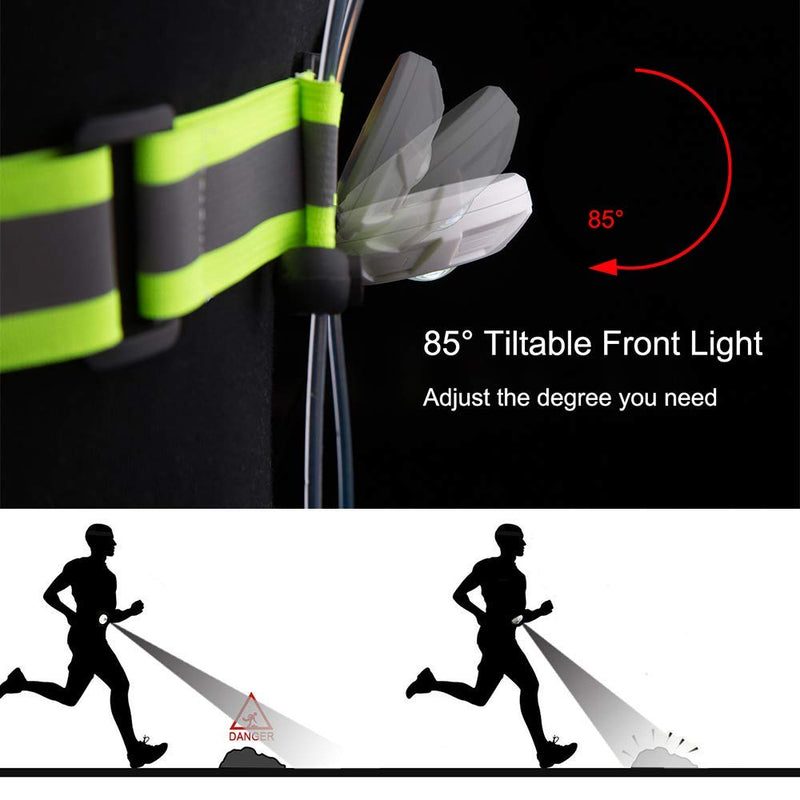 LED Running Vest Light Rechargeable Reflective Safety Ultralight Bright Chest Lamp Adjustable Visibility Lightweight Rainproof Multicolored Fiber Optics for Women Men Kids Jogging Biking Riding
