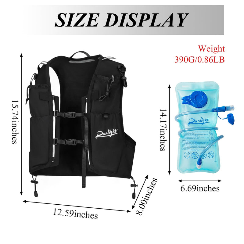 Hydration Vest Backpack,Lightweight Water Running Vest Pack with 1.5L Water Bladder Bag Daypack for Hiking Trail Running Cycling Race Marathon for Women Men (Black), W118-1
