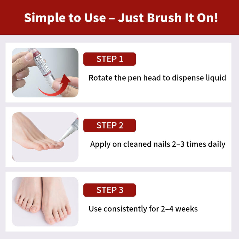 Toenail Fungus Treatment Extra Strength Nail Repair Pen, Repair Damaged Nails Yellow, Discolored, Thick and Ingrown Nails, Fungus Pen for Toenails and Fingernails with Tea Tree Oil, 3 Pens & 3 Files