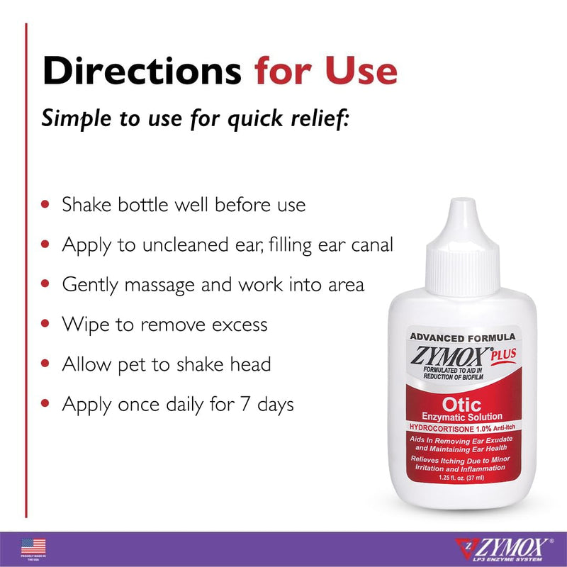 Zymox Enzymatic Ear Wipes and Otic Plus Advanced Ear Solution for Dogs and Cats - Product Bundle - for Dirty, Waxy, Smelly Ears and to Soothe Ear Infections, 100 Count Wipes and 1.25oz Bottle - PawsPlanet Australia