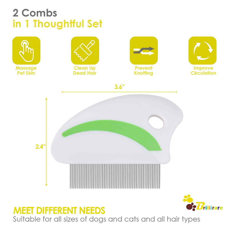 Brillirare Pack of 2 cat dog flea combs, metal teeth pet combs, stainless steel lice comb, professional dog combs care tool, tear stain remover care comb for small, medium and large pets - BeesActive Australia