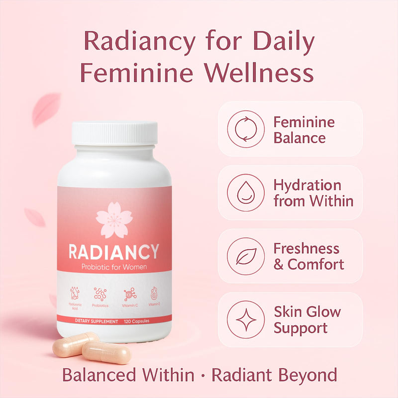 Radiancy Probiotic for Women, Daily Supplement with Multi-Collagen, Hyaluronic Acid, Prebiotics, Vitamin C - 120 Count (1) 1