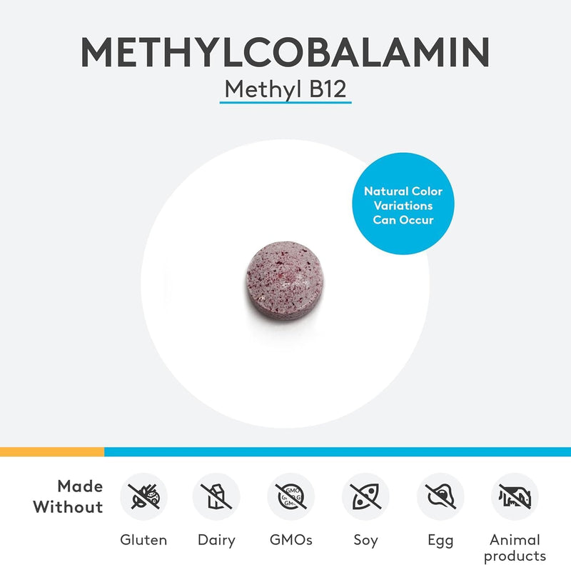 XYMOGEN Methylcobalamin, 60 Quick-Dissolve Tablets | 5 mg Vitamin B12, Supports Healthy Methylation, Neurological Health, and Red Blood Cell Formation, Non-GMO and Gluten-Free 60 Count (Pack of 1)