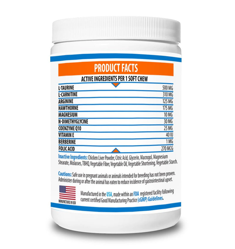 CardioVast Cardio Support and Cardio Strength Supplement for Dog and Cats, L-Taurine, L-Carnitine, Hawthorn, L Arginine, Coenzyme Q10-Supports Cardiovascular Heart Health - Made in USA - 60 Soft Chew