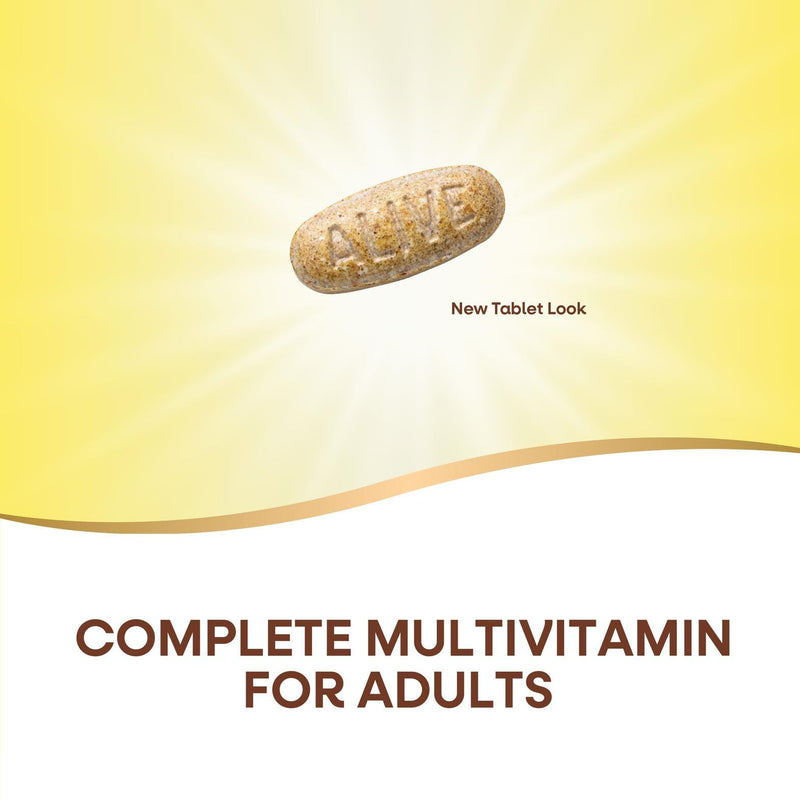 Nature's Way Alive! Adult Complete Multivitamin, B-Vitamins, 100 mg Fruits & Veggies Powder Blend per Serving, Heart, Bone & Immune Support*, Gluten Free, 60 Tablets (Packaging May Vary)
