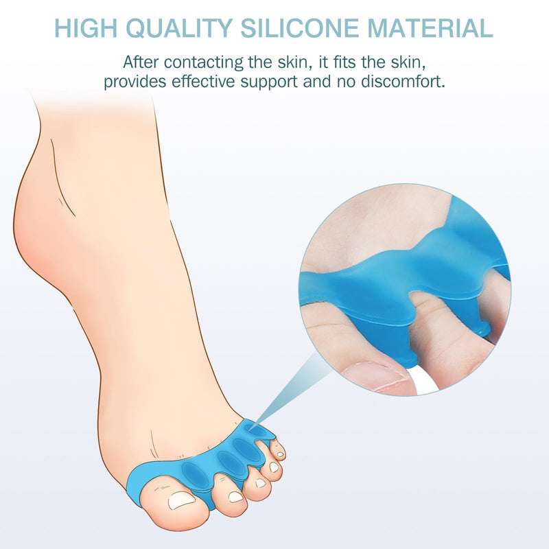 KTSAY Silicone Toe Separators for Women & Men - Toe Spacers for Bunion Relief, Hammer Toe, Plantar Fasciitis & Pedicures | Includes Metatarsal Pad & Therapeutic Yoga Cushion for Foot Pain (2, Blue) 2 - BeesActive Australia