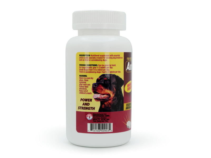 Amino-Bolic Forte Nutritional Supplement for Working Dogs by Interfarma Corp | Muscle Growth Supplement for Dogs | with Soy Protein, & Essential Aminoacids | Beacon Flavor | 60 Chewable Tablets. (1)