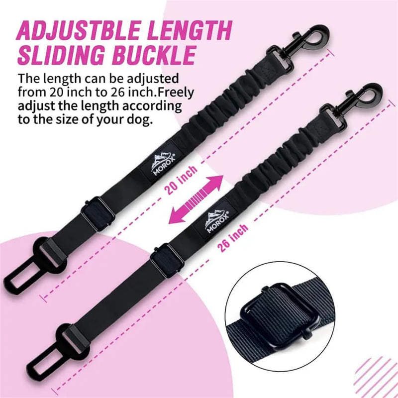 Norox Set of 3 Retractable Seat Belts: Adjustable Dog Seat Belt for Car | Sturdy, Durable, 360 Degree Rotating Elastic Straps for Pet Safety | Universal Fit Small to Large Dog Seat Belt Harness, Black - BeesActive Australia