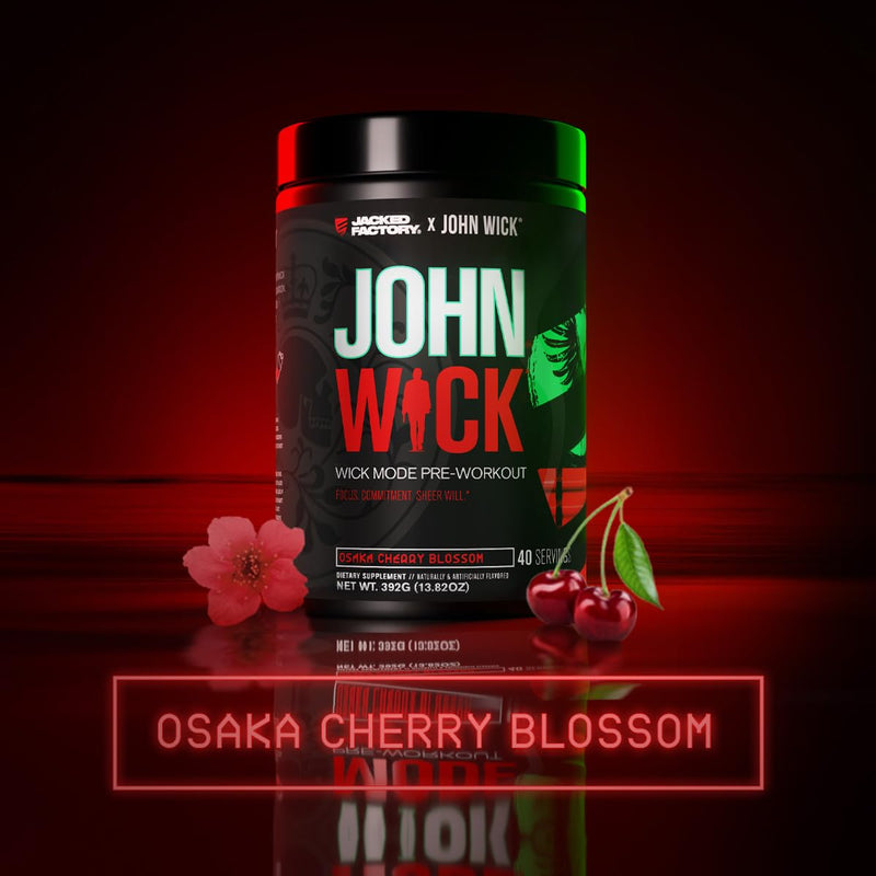 Jacked Factory X John Wick - Wick Mode Pre Workout Powder - Intense Energy, Battle-Ready Focus, Unstoppable Commitment, and Sheer Will - 40 Servings, Osaka Cherry Blossom 40 Servings (Pack of 1) - BeesActive Australia