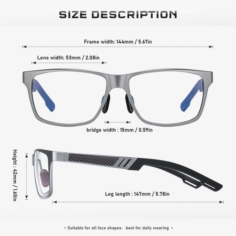 Blue-Light-Blocking-Glasses Men/Women Gaming Glasses Computer Screen Eyeglasses Metal Frame A1-metallic Gray - BeesActive Australia