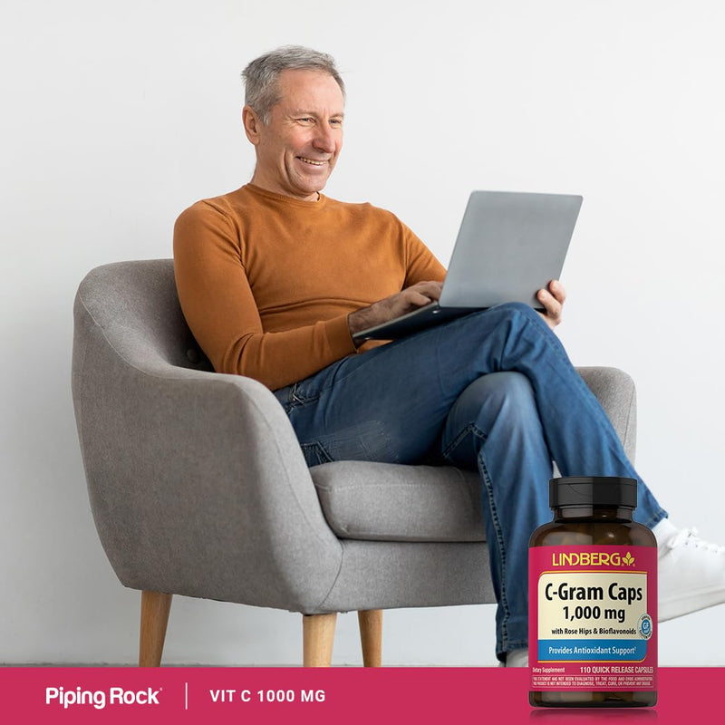Piping Rock Vitamin C | 1000mg | 110 Capsules | with Bioflavonoids and Rose HIPS | Non-GMO, Gluten Free Supplement | by Lindberg