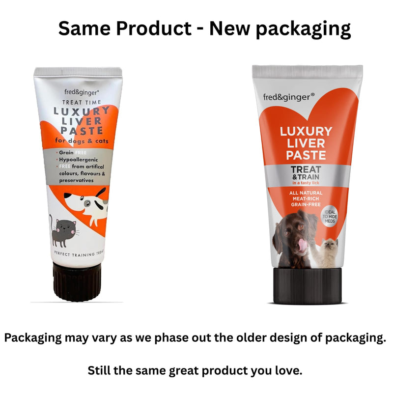 Fred & Ginger Liver Paste Tubes for Dogs and Cats 75g [Pack of 3] Grain Free, Hypoallergenic Luxury Liver Pate Ideal Training Aid, Medication Administering