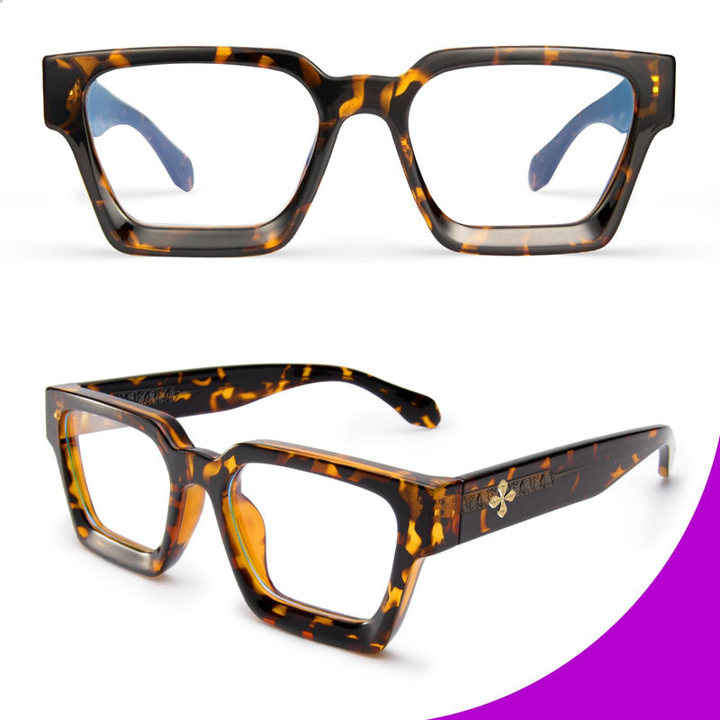 VISOONE Blue Light Blocking Glasses Rectangle Chic Preppy Look MultiColor Frame for Women Men RIVER River Upg Coco Tortoise - BeesActive Australia