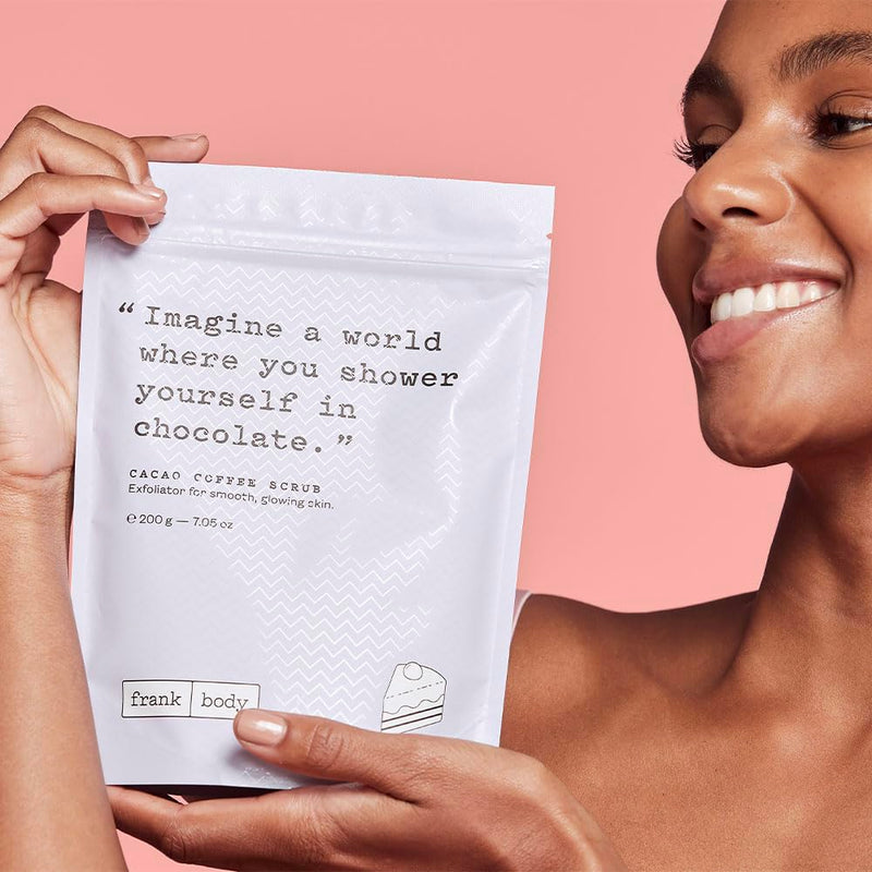 Frank Body Cacao Coffee Scrub | Natural, Vegan, Cruelty Free Exfoliating Body Scrub Smooths, Hydrates, and Nourishes Skin with Cacao Extract, Macadamia Oil, and Vitamins A, E, and D | 7.05 oz / 200 g - BeesActive Australia