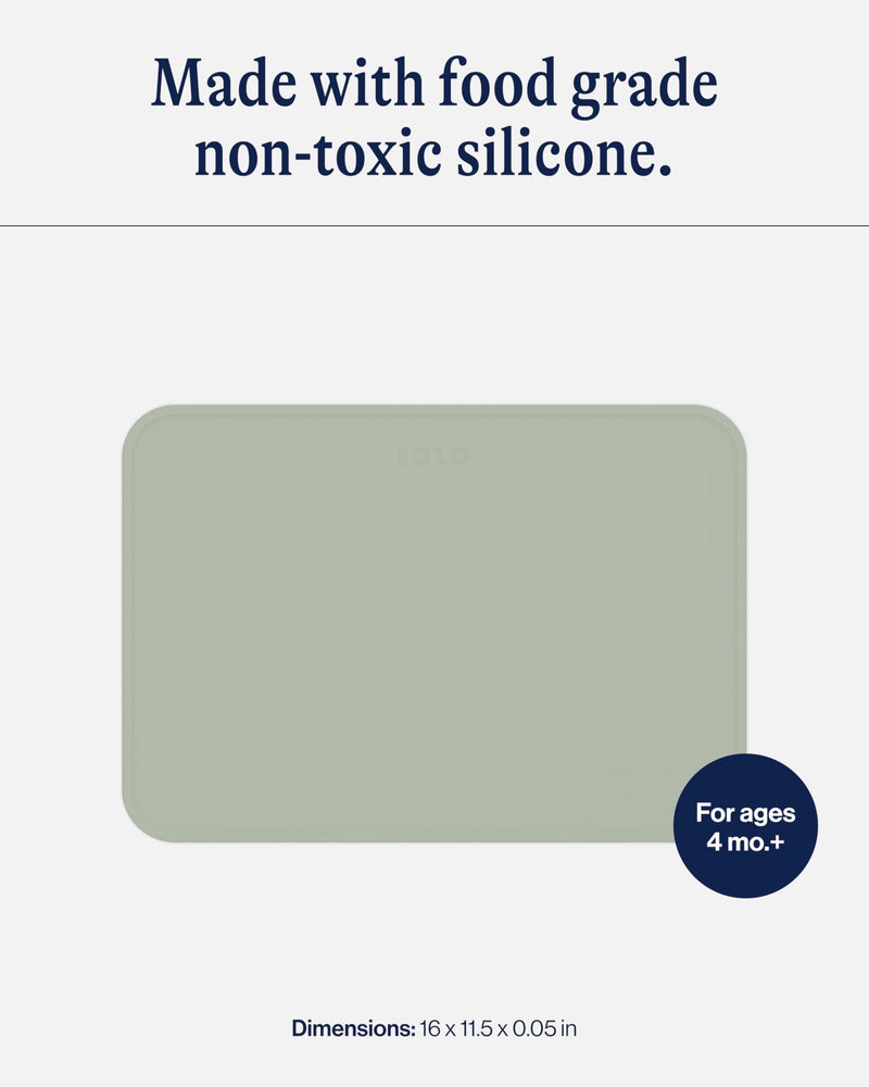 Lalo Silicone Placemat for Toddlers & Babies - Non-Slip Kids Placemat for Restaurants & Dining Tables - Non-Toxic & BPA Free Safe - for Ages of 4 Months and Up - Sage