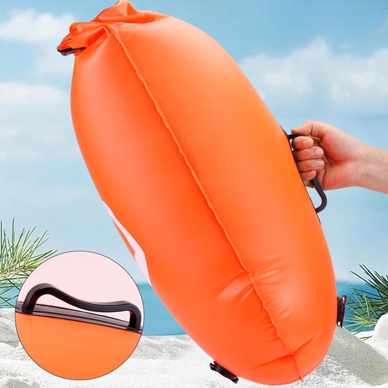 Swim Buoy for Open Water - Swim Safety Float Waterproof Dry Bag Swim Bubble for Swimmers and Triathletes, Swimming Buoy for Safer Swim Training, Snorkeling, Kayaking Orange