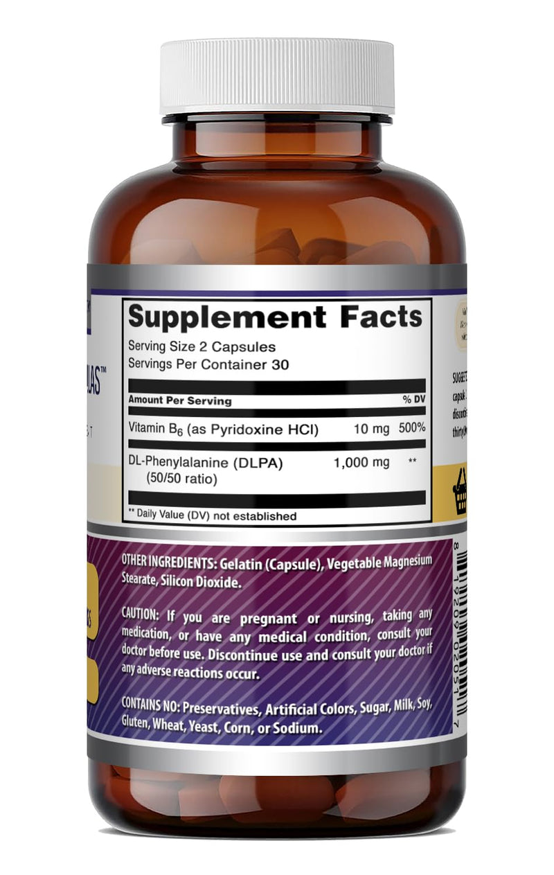 Amazing Formulas DLPA (DL-Phenylalanine) Supplement | 1000 Mg per Serving | 60 Capsules | Non-GMO | Gluten-Free | Made in USA Unflavored - 60 Count