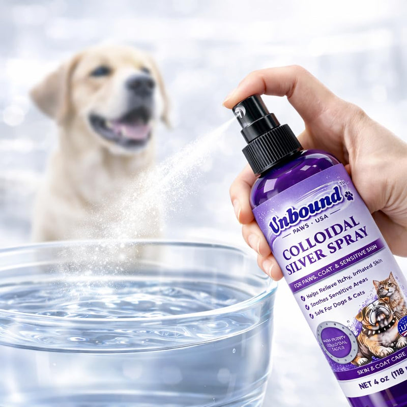 Colloidal Silver Spray for Dogs & Cats – Gentle Skin & Coat Support – Soothes Irritated Skin, Rashes & Scratches – Natural Pet Care – 4 Oz