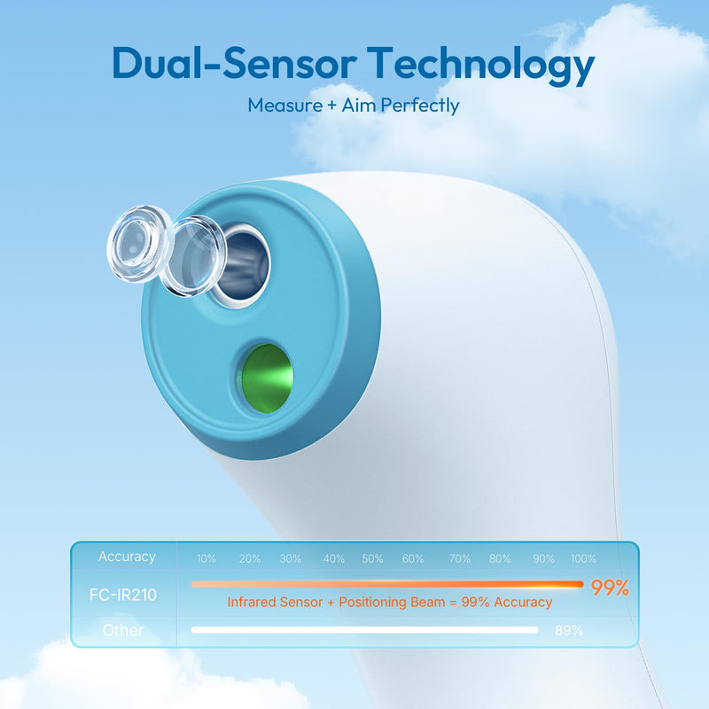 No-Touch Thermometer for Adults and Kids, 1-Second Fast Reading, Color-Coded Fever Alarm, Silent Mode, Object & Room Temperature Function Blue