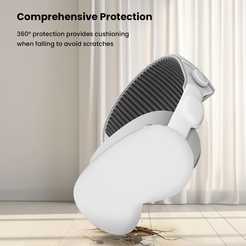 Case Cover for Apple Vision Pro: GEEKERA Impact-Resistant Soft Silicone Protector with Anti-Fingerprint and Non-Slip, Compatible with Apple Vision Pro VR Headset 2024 Accessories White - BeesActive Australia
