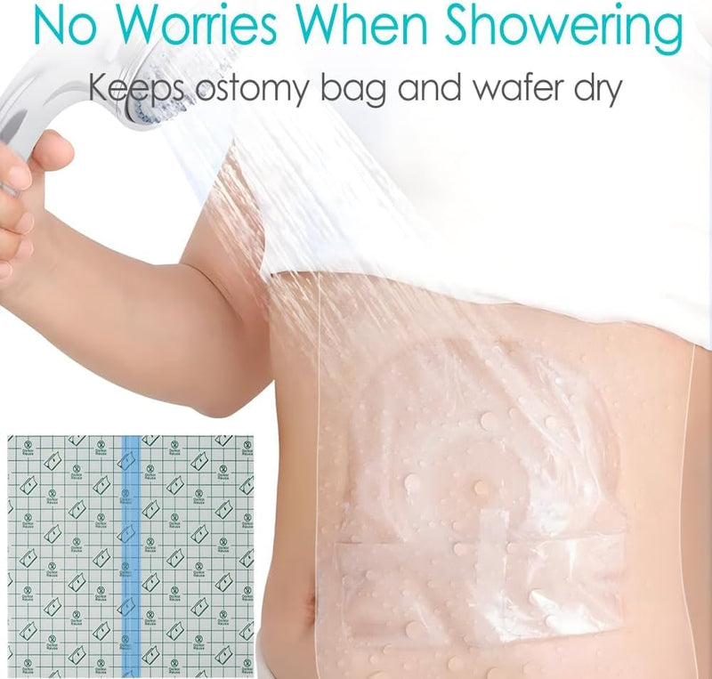 Waterproof Ostomy Bag Shower Cover with Non Sticky Pad Colostomy Ilostomy Urlostomy Pouch Shower Guard Shield Ostomy Cover(10.2"x10.2", Pack of 25) - BeesActive Australia